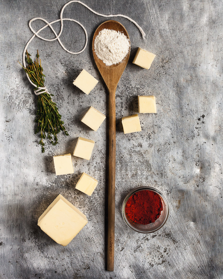 Spoonfuls of Inspiration: Paul Gerard - Three Chord Spoonful portrait of Chef Paul Gerard titled Three Chord, featuring flour, butter, thyme, and cayenne pepper with a classic wooden spoon.